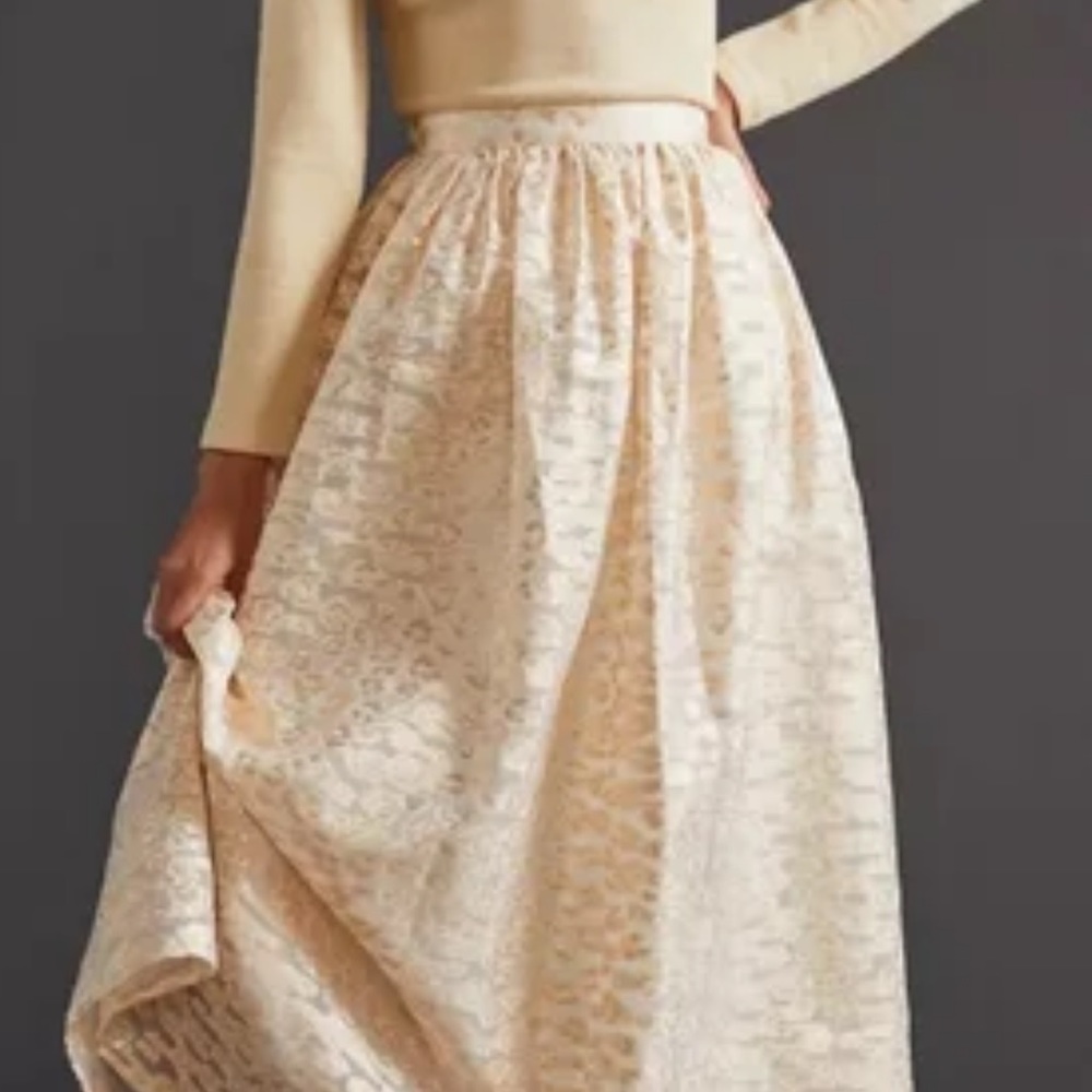 Anthropology Pankaj & Nidhi Ivory burn out skirt nwt size xs